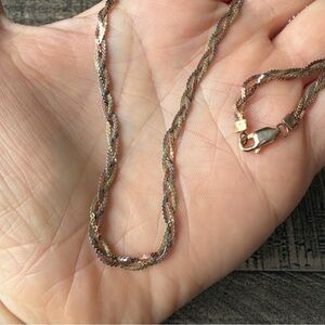 Vintage 10k Gold Tri Colour Braided Necklace